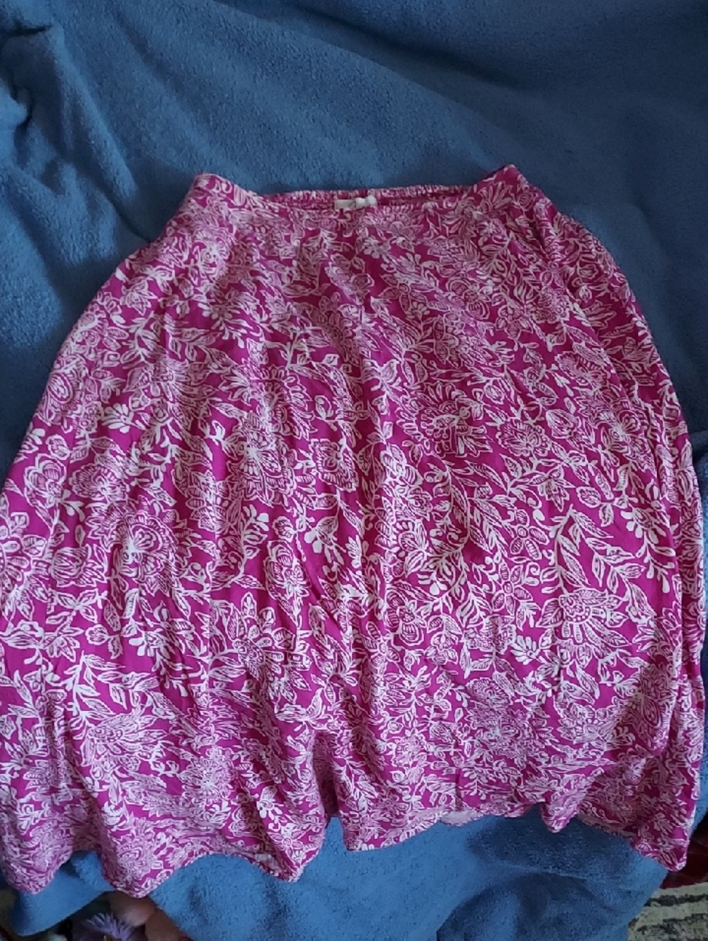 Pink Floral Circle Skirt with White Print